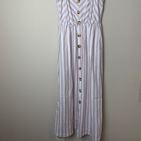 LAST 1! SMALL Striped coffee summer dress - Picture 4 of 12